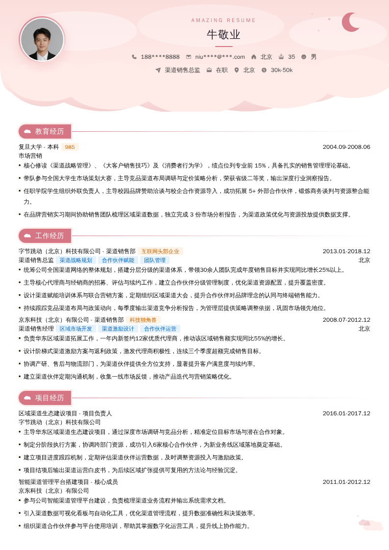渠道销售总监简历模板