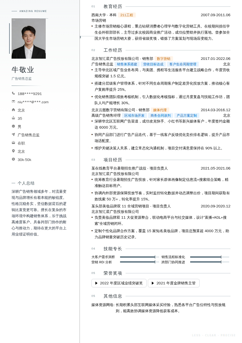 广告销售总监简历模板