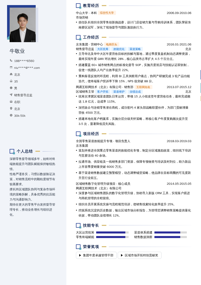 销售督导总监简历模板