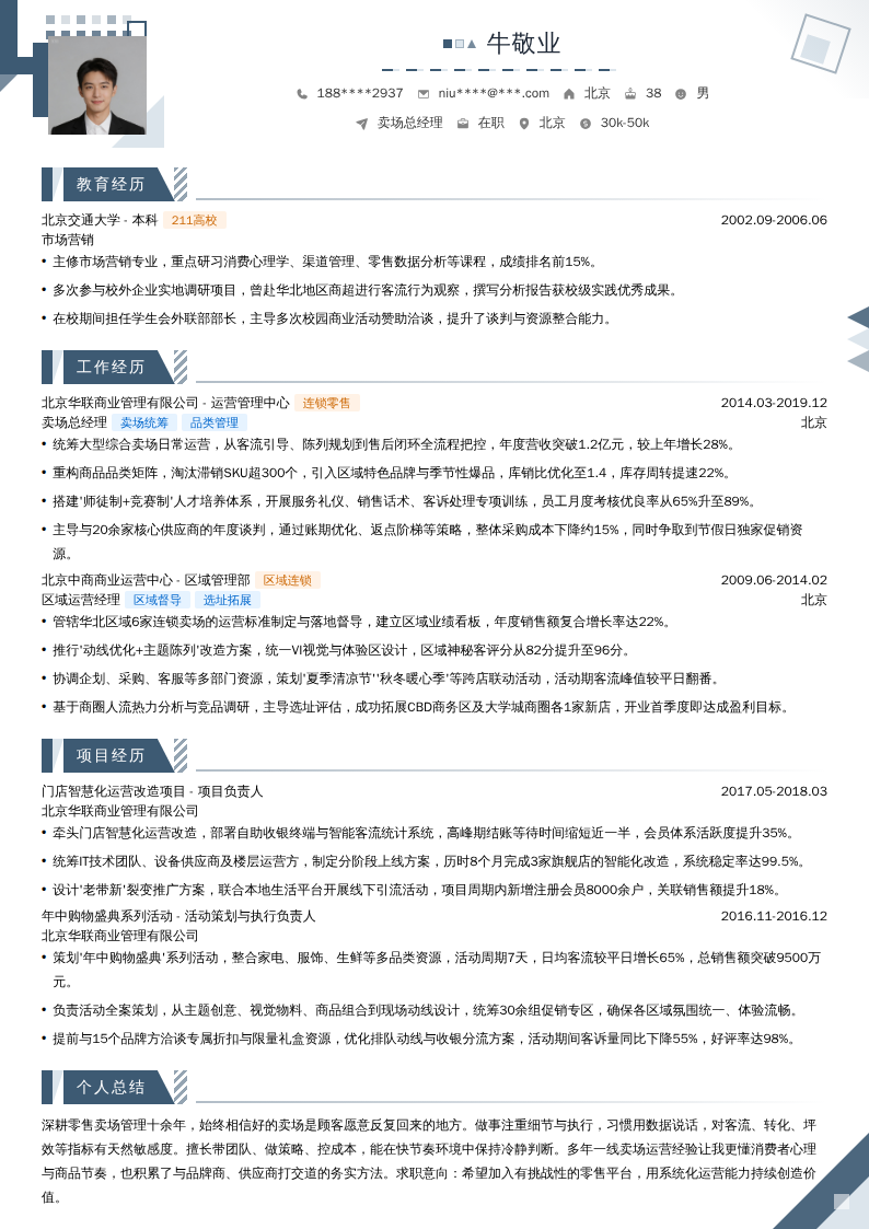 卖场总经理简历模板