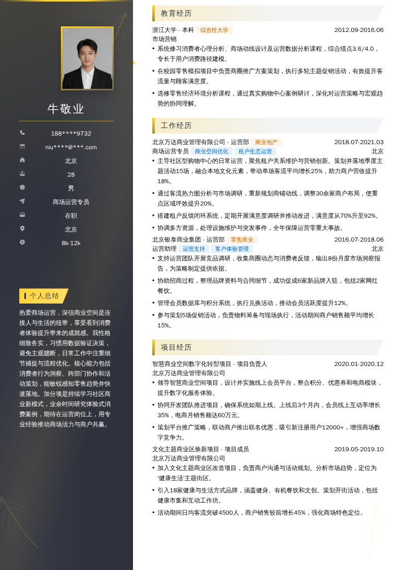 商场运营专员简历模板