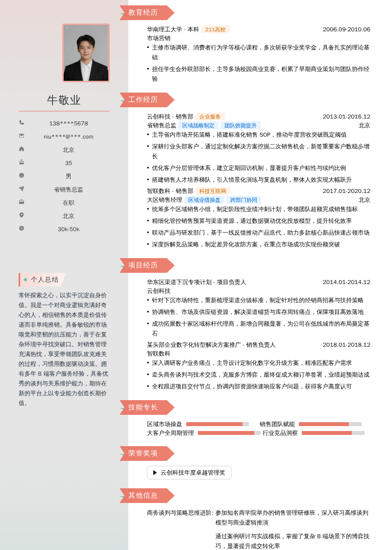 省销售总监简历模板