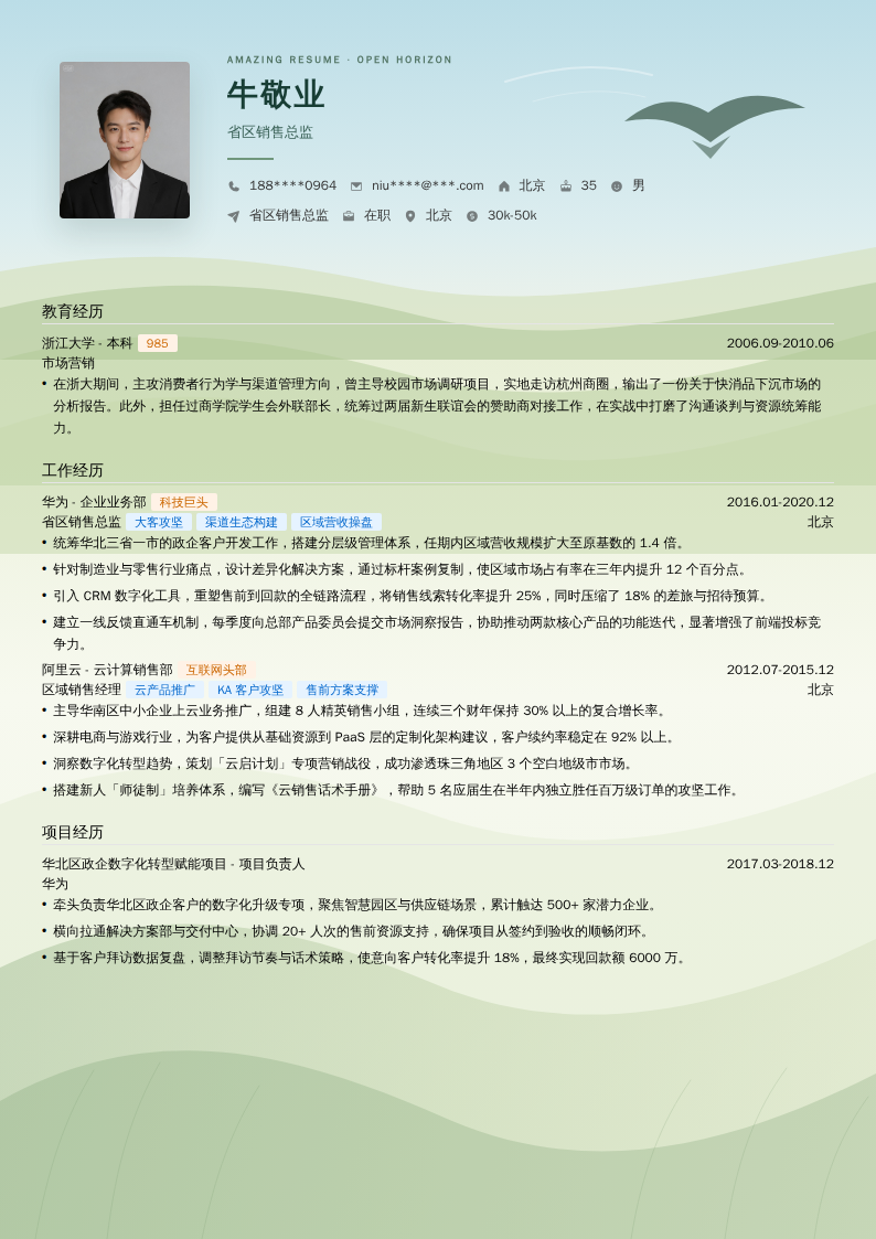 省区销售总监简历模板