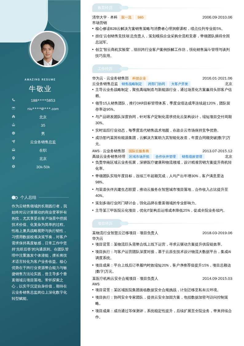 云业务销售总监简历模板
