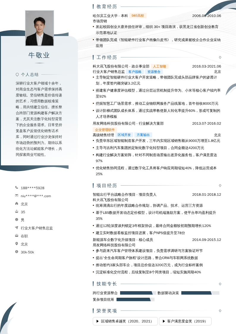 行业大客户销售总监简历模板