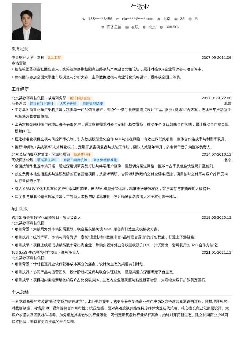 商务总监简历模板