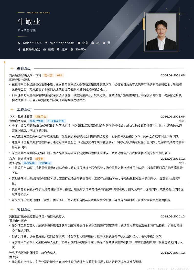 资深商务总监简历模板