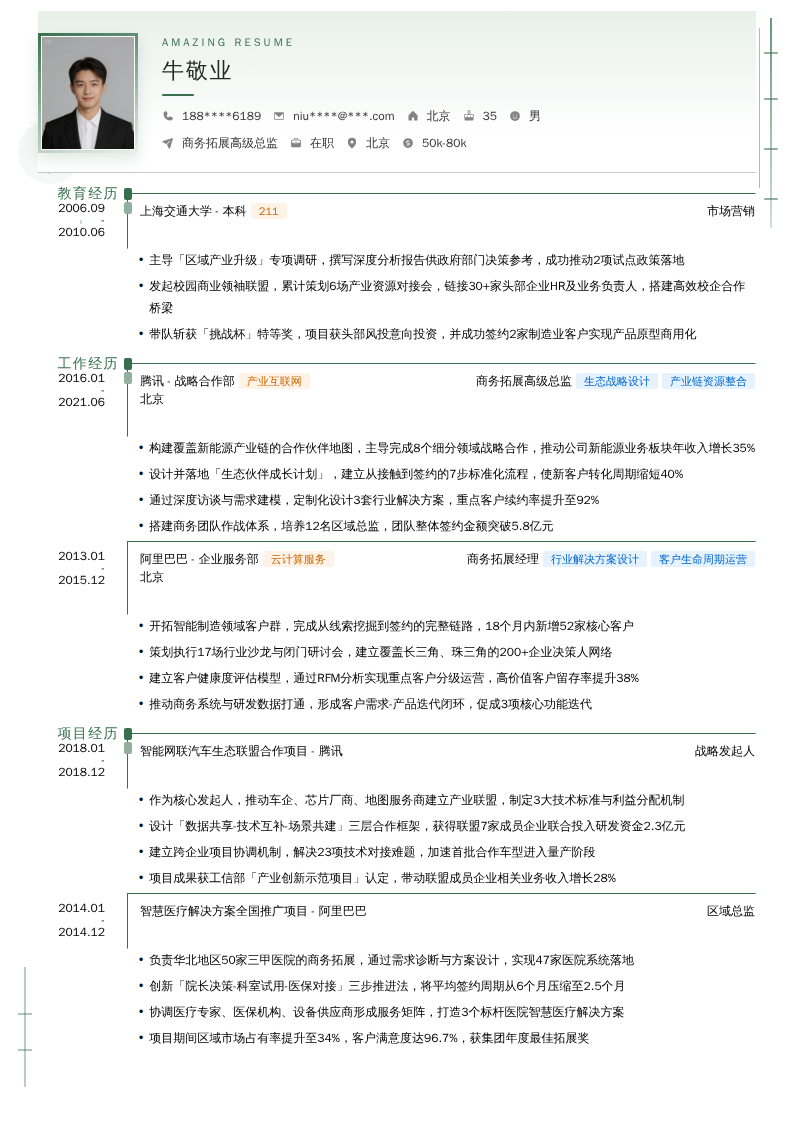 商务拓展高级总监简历模板