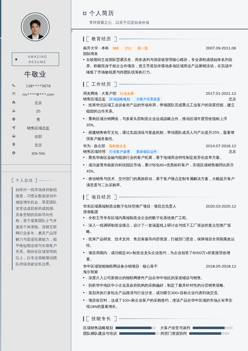 销售区域总监简历模板