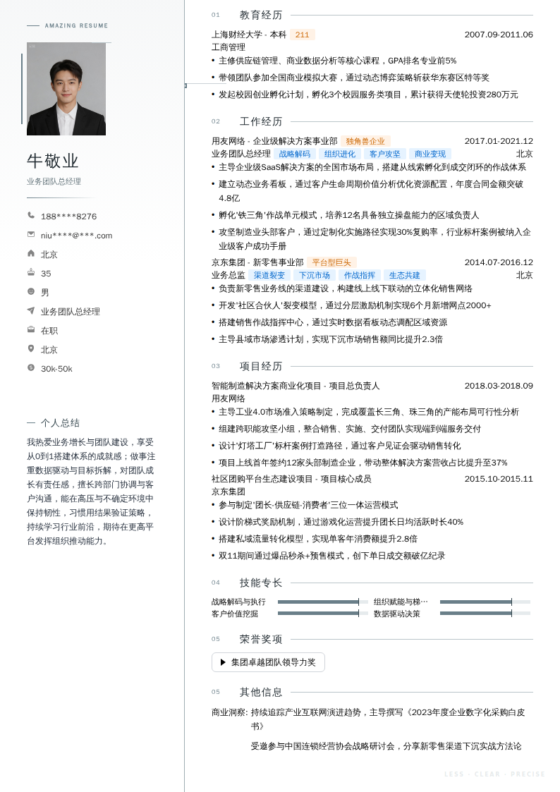业务团队总经理简历模板