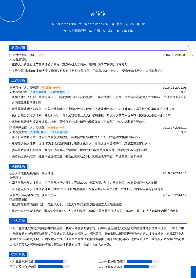 人力资源经理简历模板