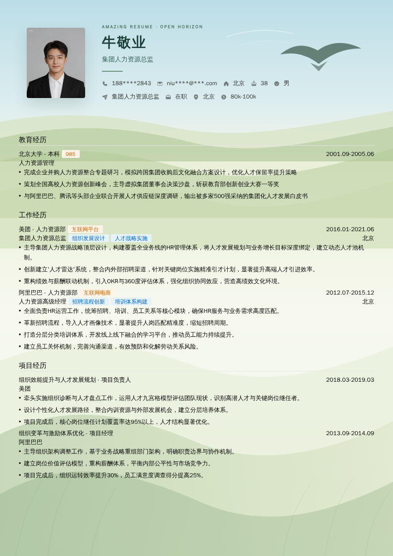 集团人力资源总监简历模板