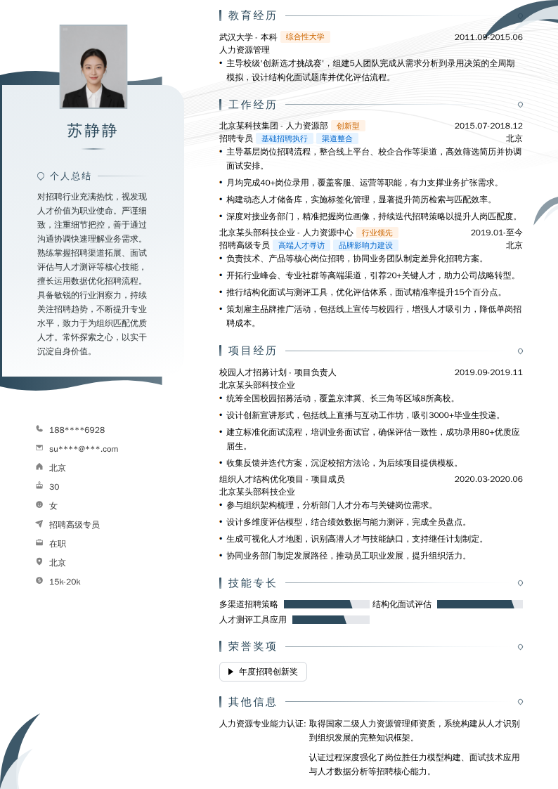 招聘高级专员简历模板