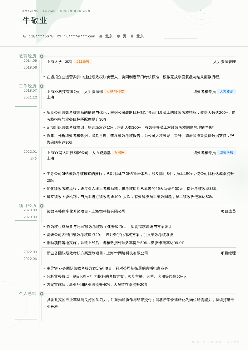 绩效考核专员简历模板
