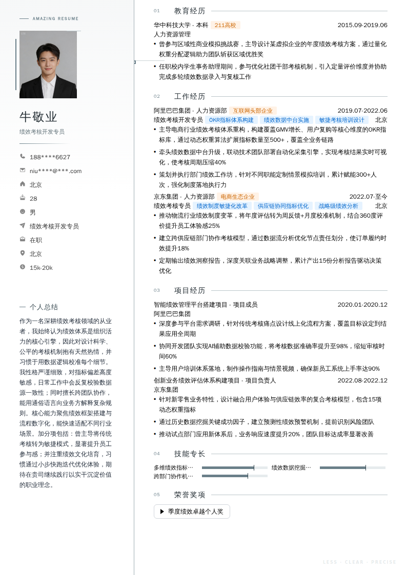 绩效考核开发专员简历模板