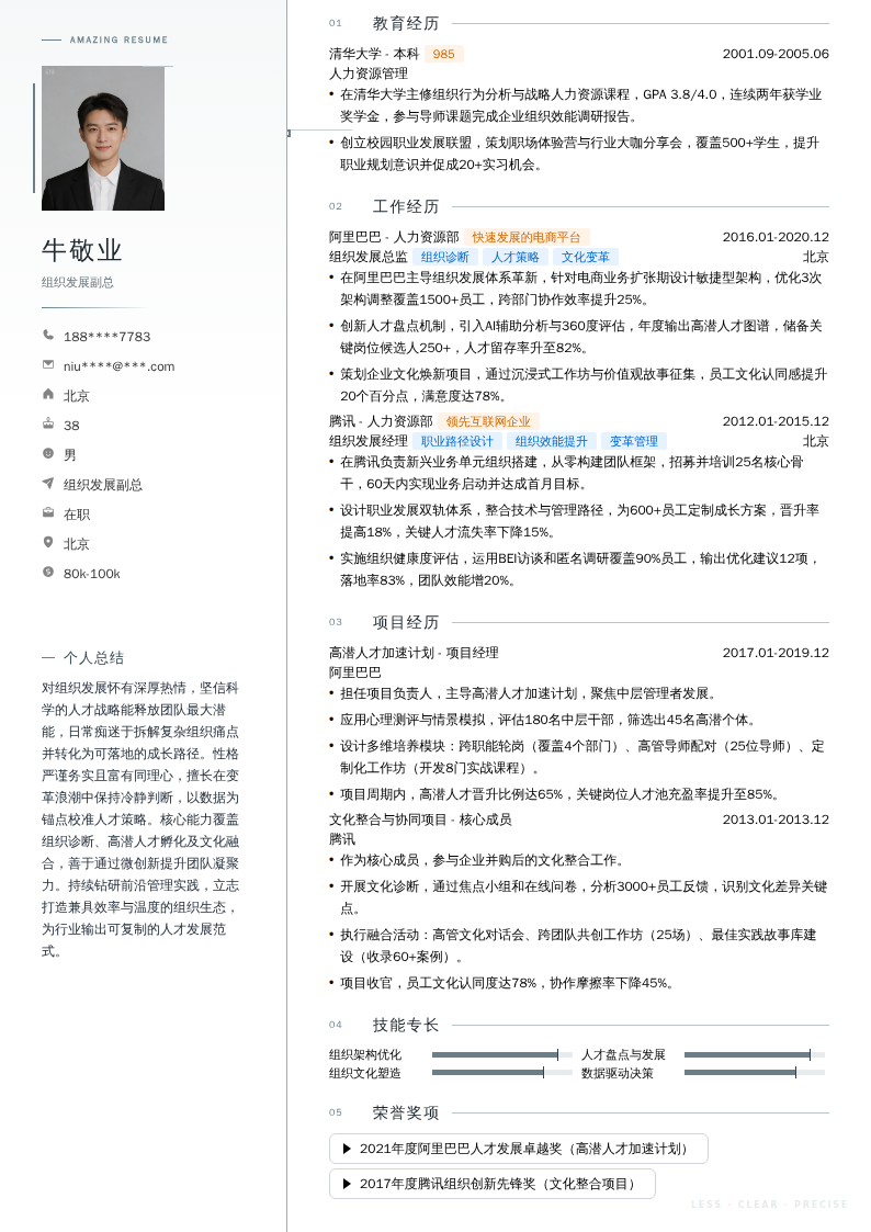 组织发展副总简历模板
