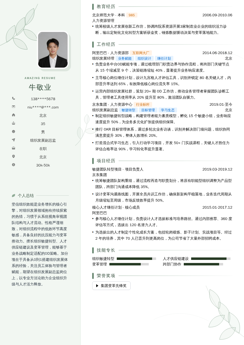 组织发展副总监简历模板