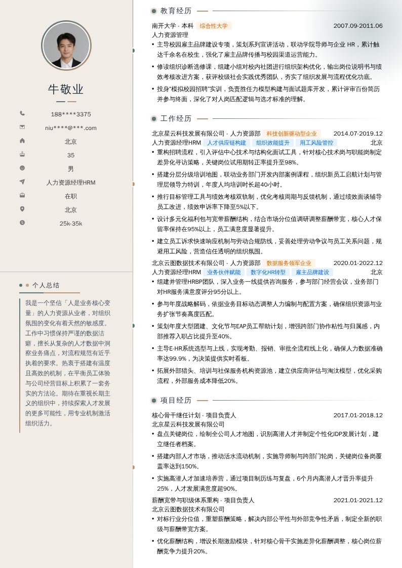 人力资源经理HRM简历模板
