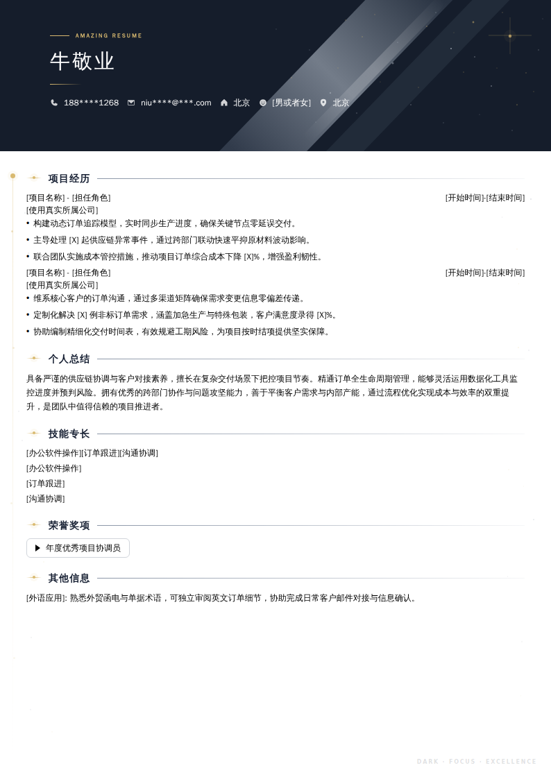 跟单文员实习生简历模板