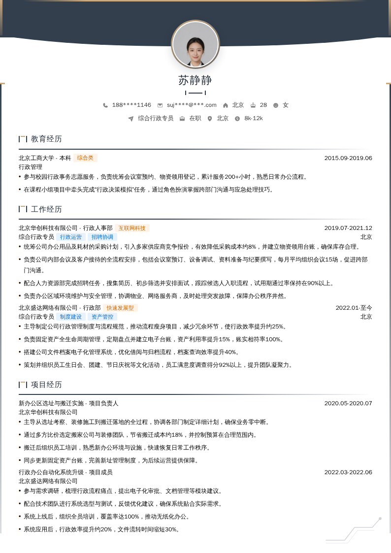 综合行政专员简历模板