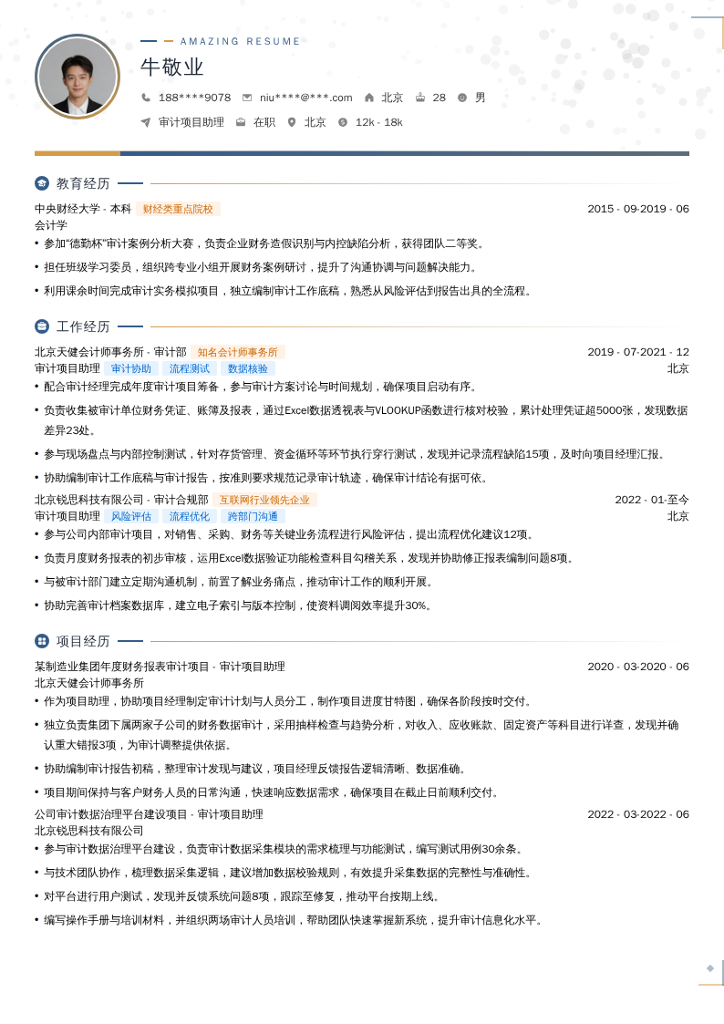 审计项目助理简历模板