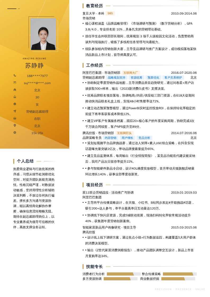 营销副总裁助理简历模板