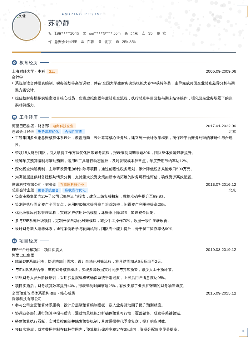 总账会计经理简历模板