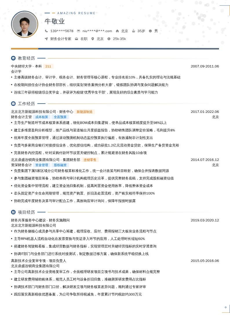 财务会计专家简历模板