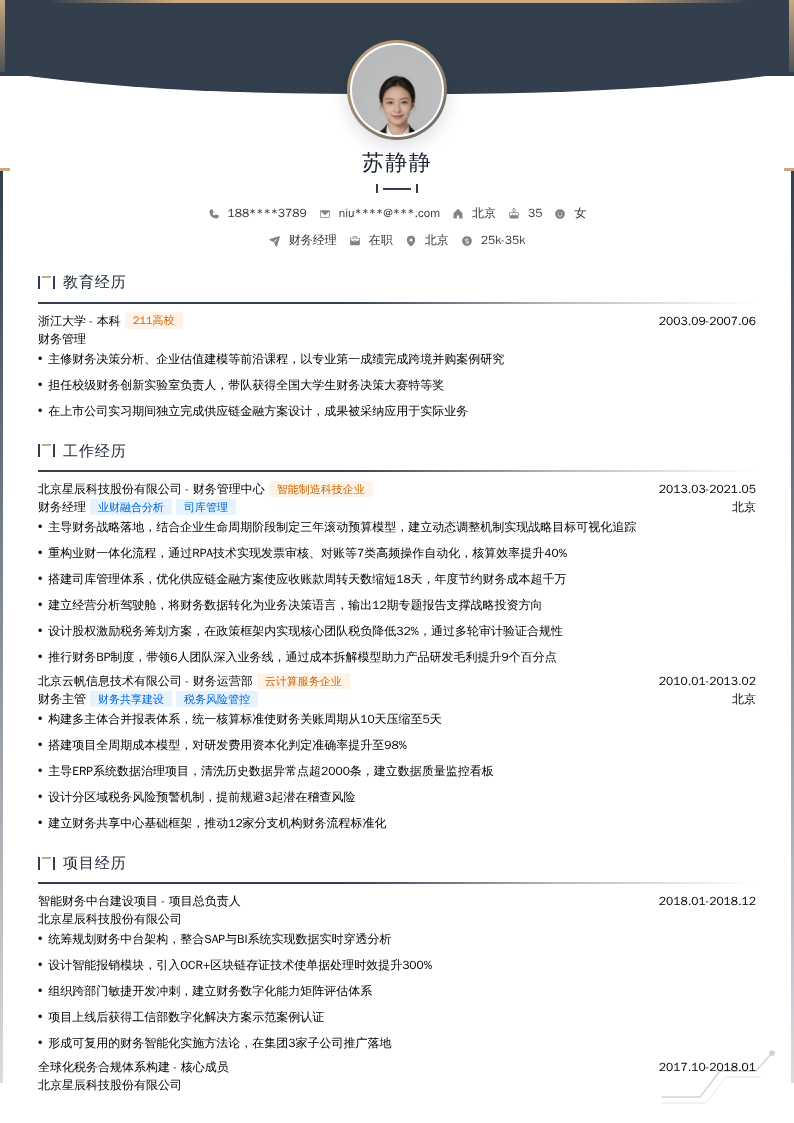 财务经理简历模板