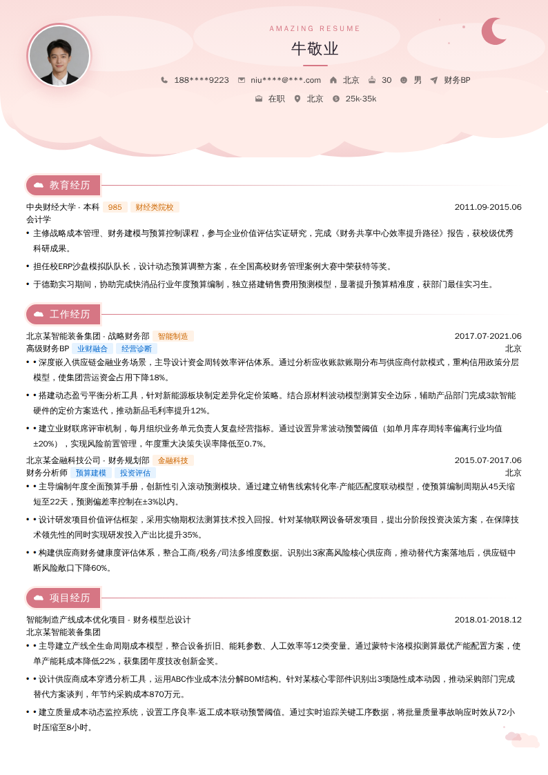 财务BP简历模板