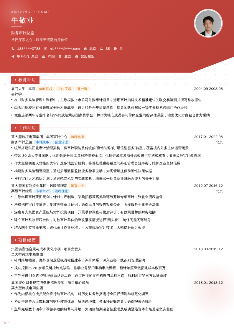 财务审计总监简历模板