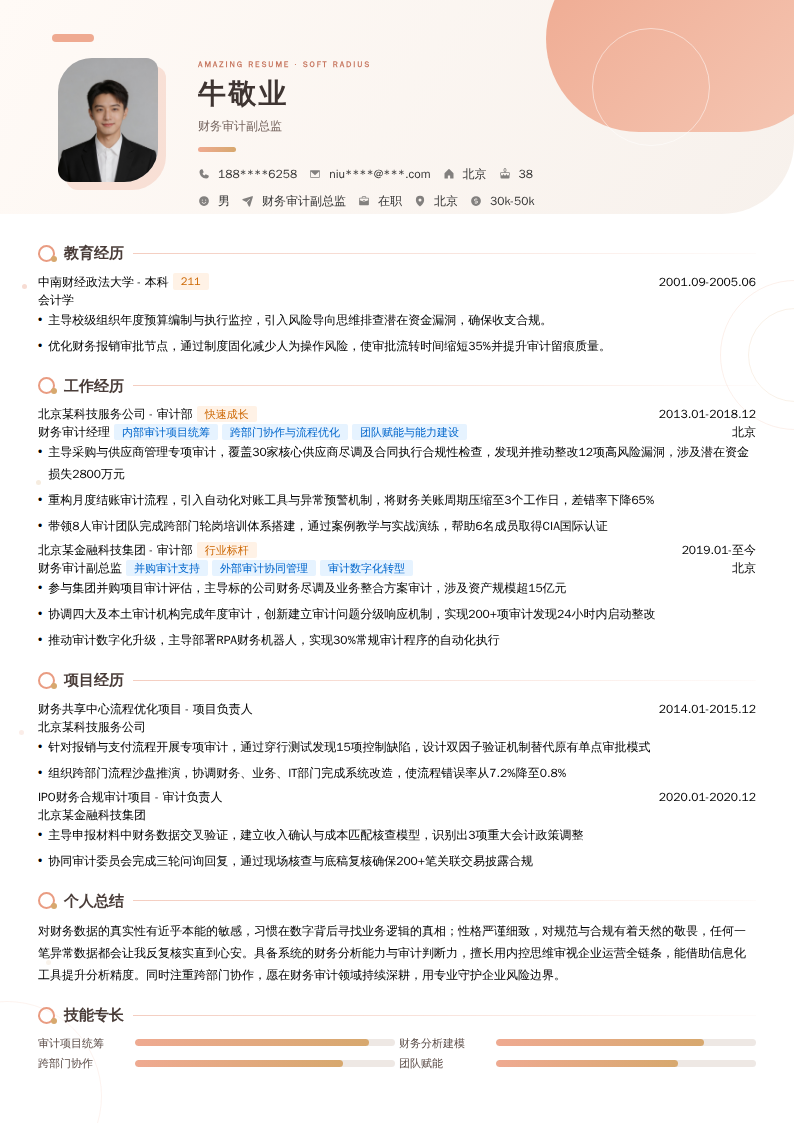 财务审计副总监简历模板