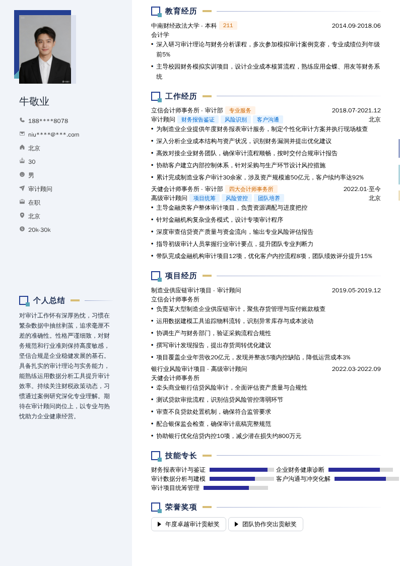 审计顾问简历模板