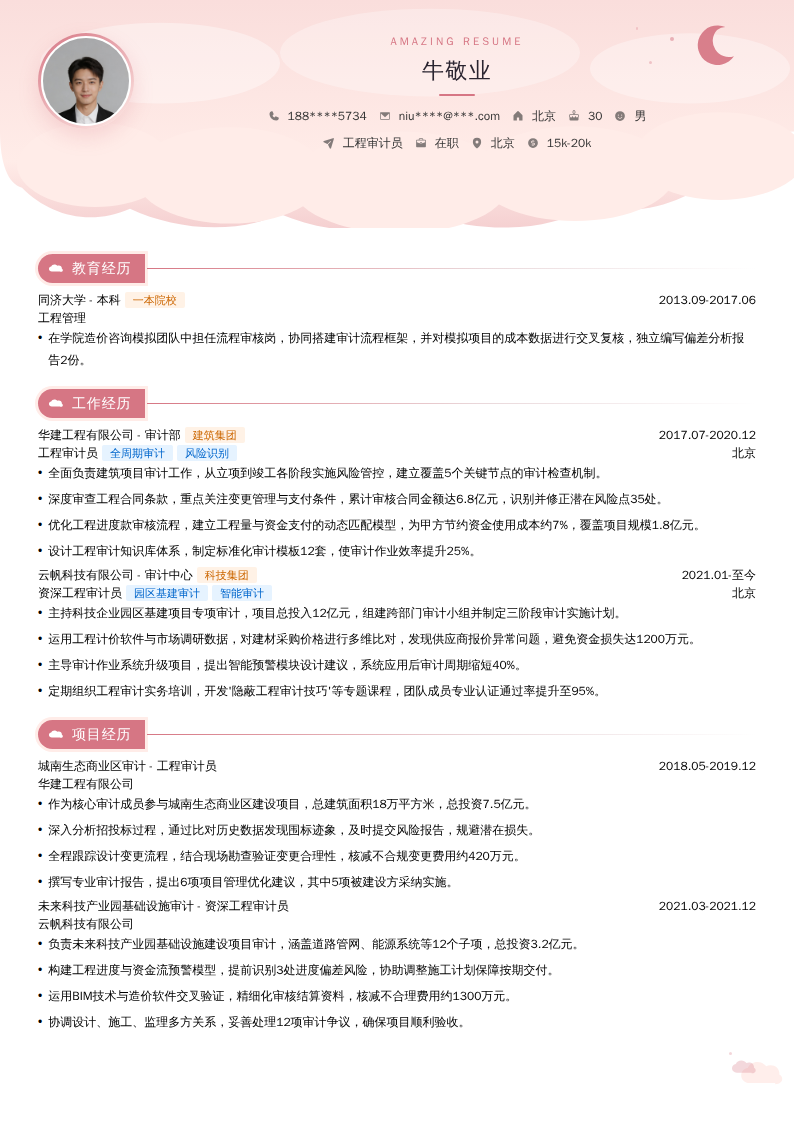 工程审计员简历模板
