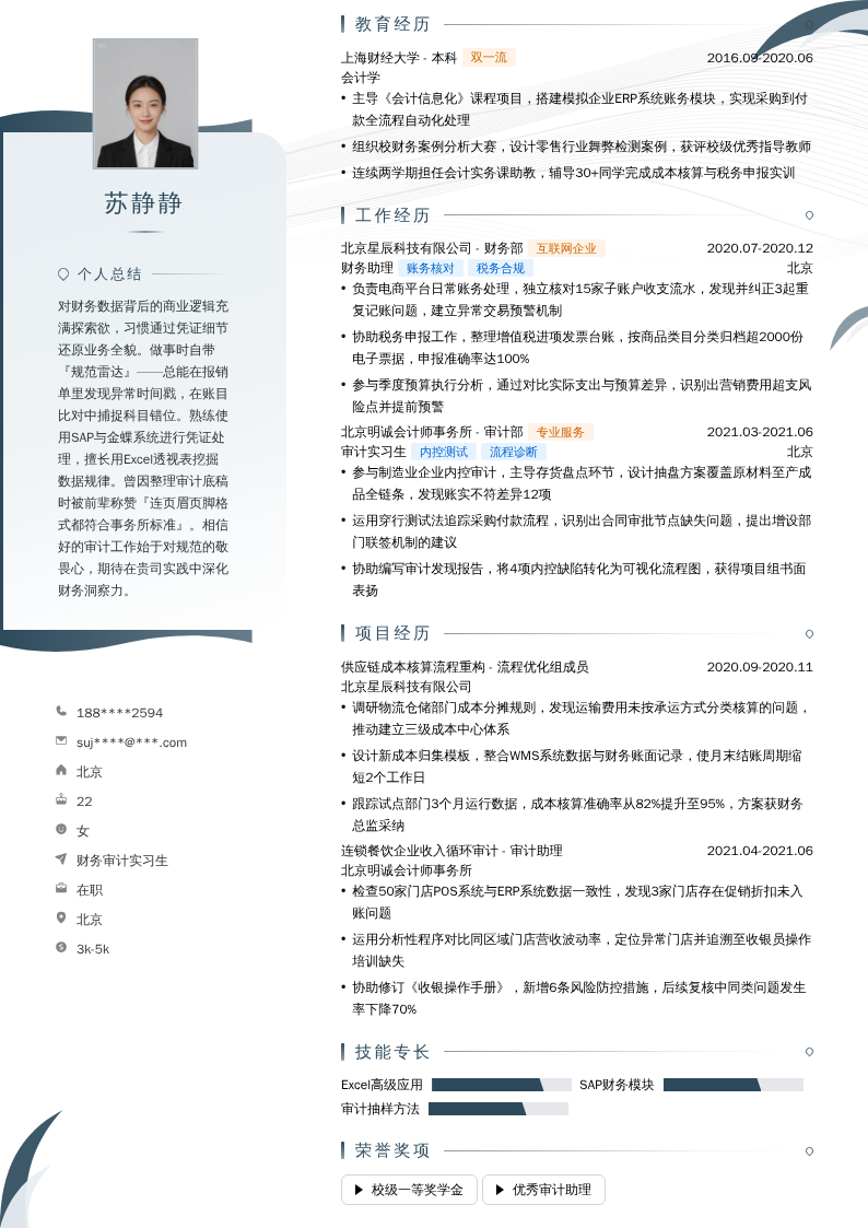 财务审计实习生简历模板