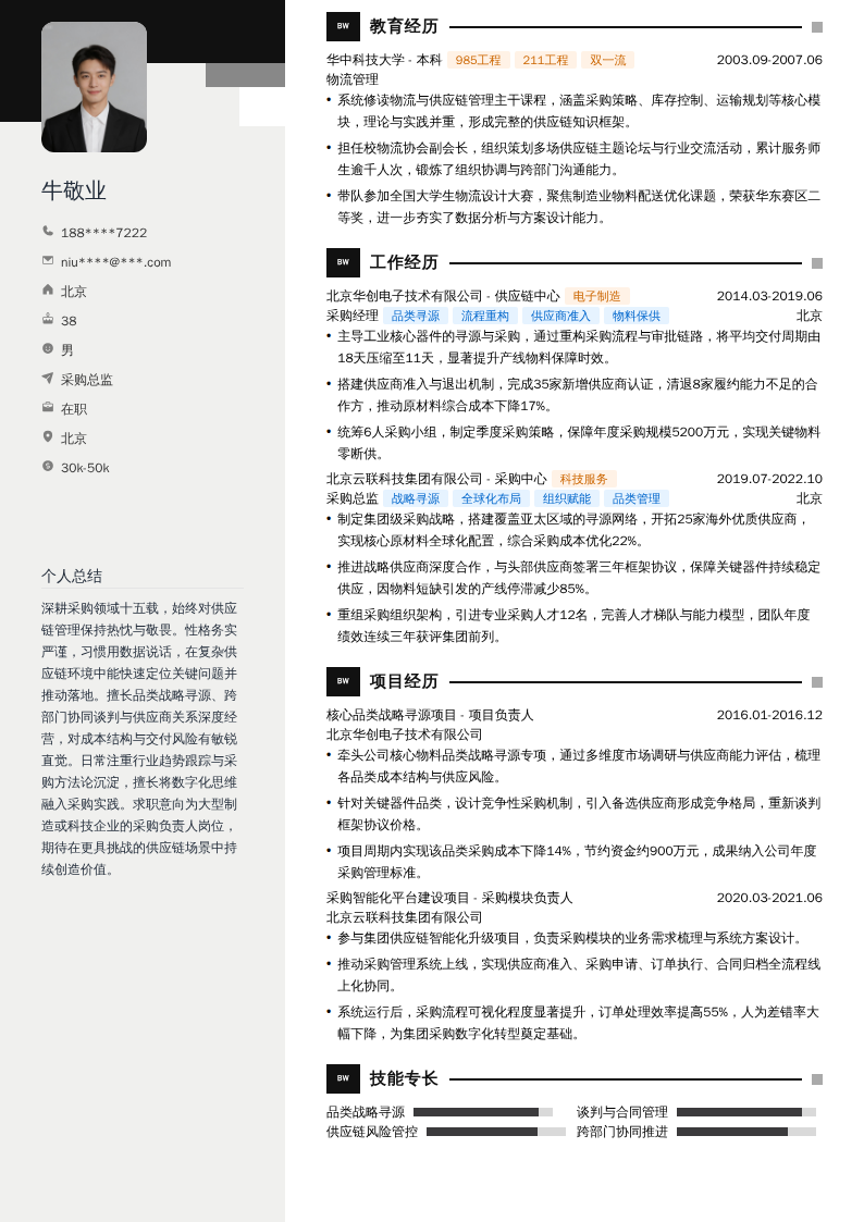 采购总监简历模板