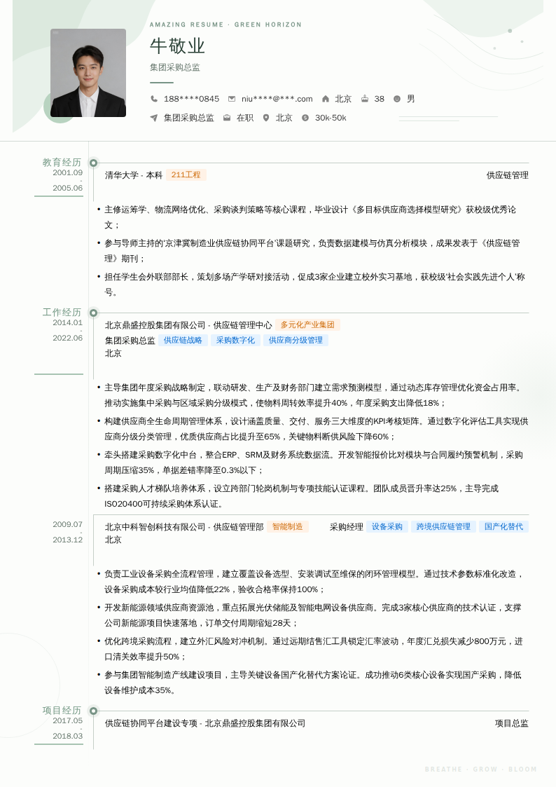 集团采购总监简历模板