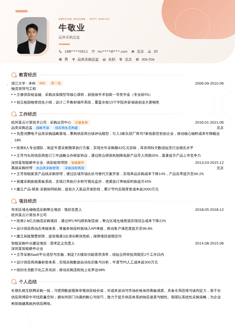 品类采购总监简历模板