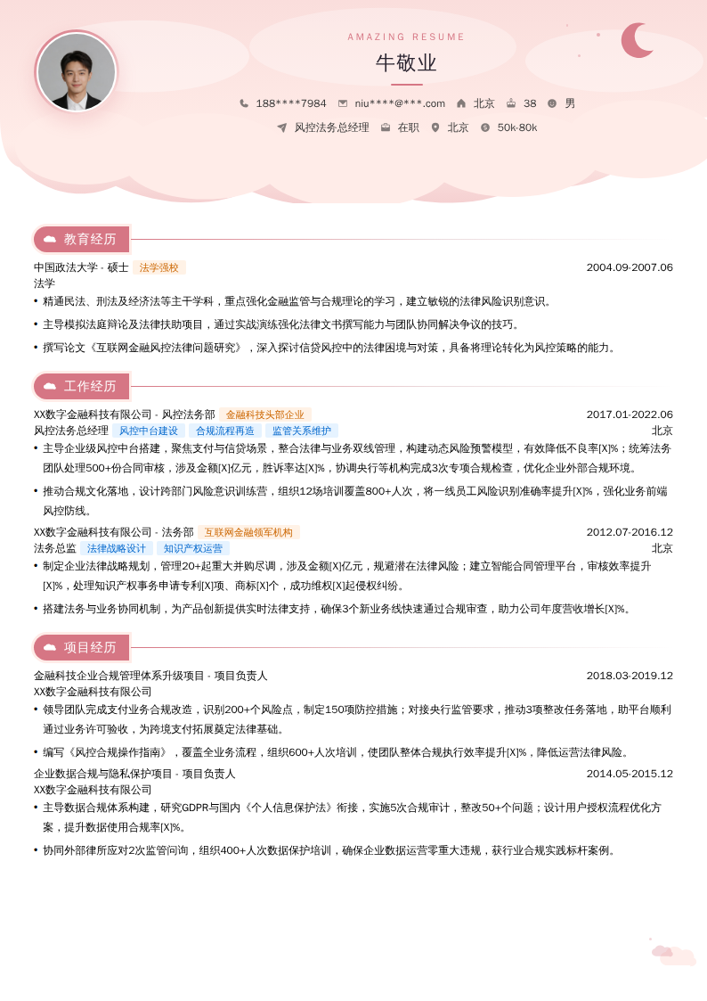 风控法务总经理简历模板