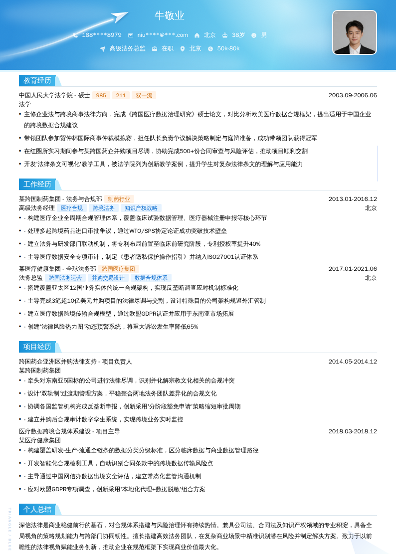 高级法务总监简历模板