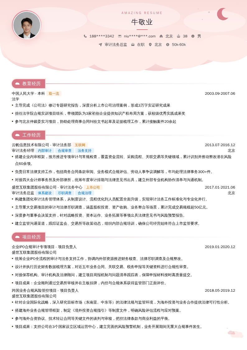 审计法务总监简历模板