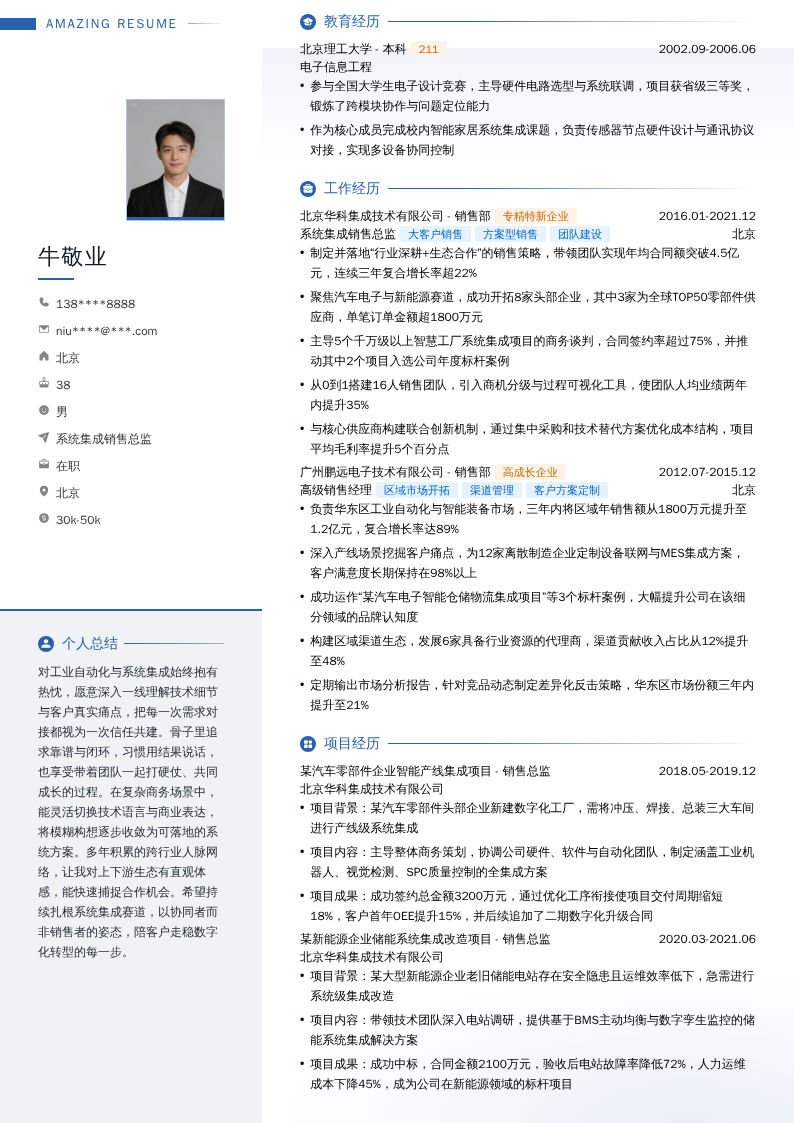 系统集成销售总监简历模板