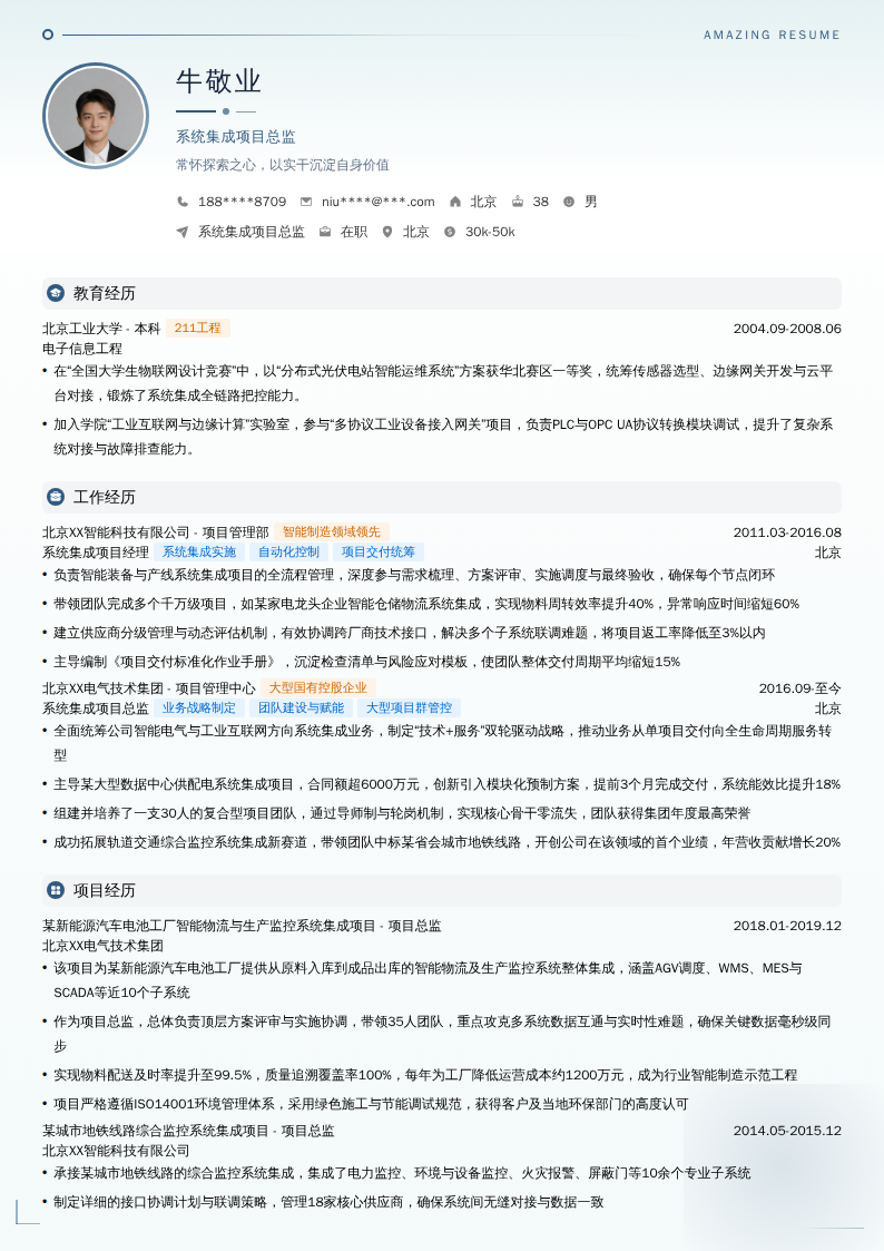 系统集成项目总监简历模板