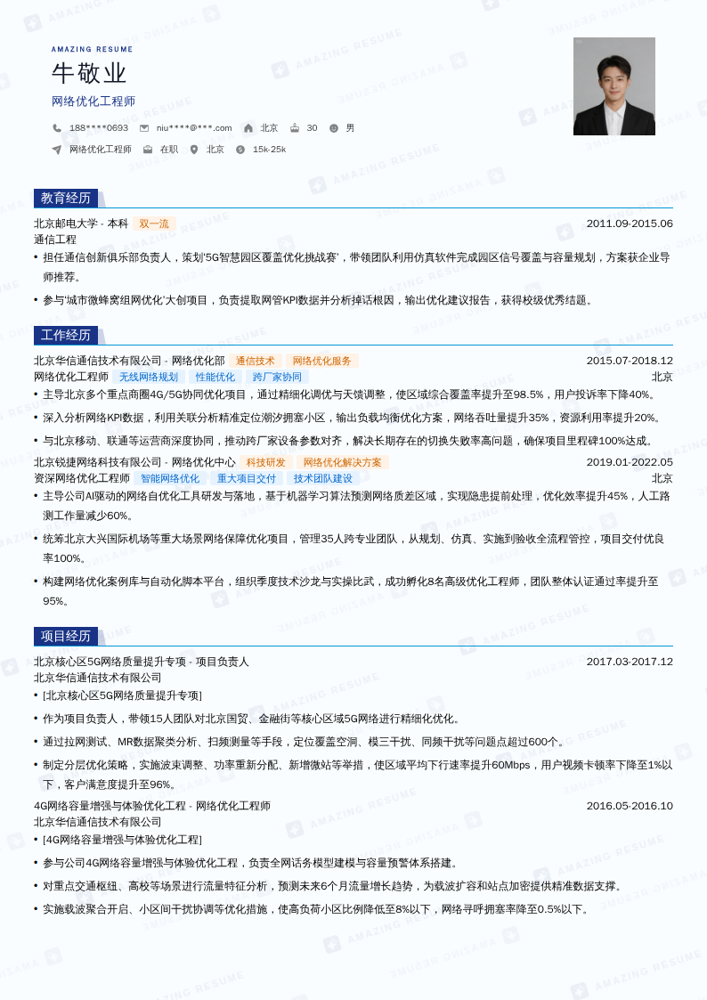 网络优化工程师简历模板