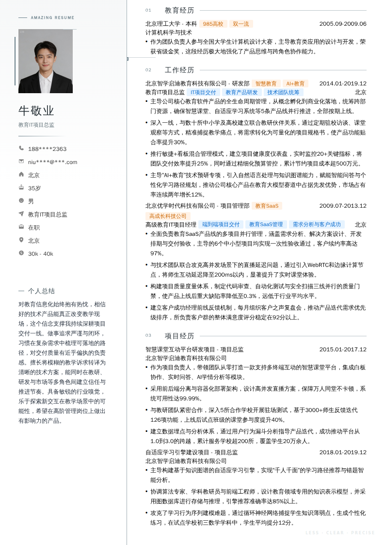 教育IT项目总监简历模板