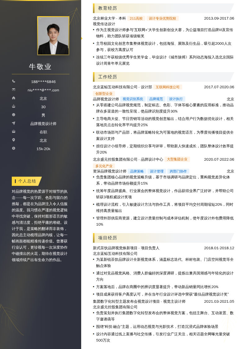 品牌视觉设计师简历模板
