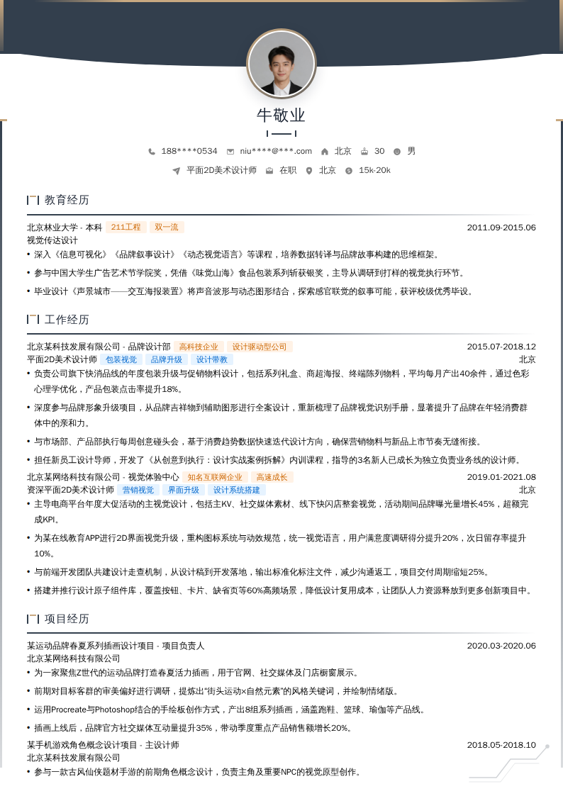 平面2D美术设计师简历模板