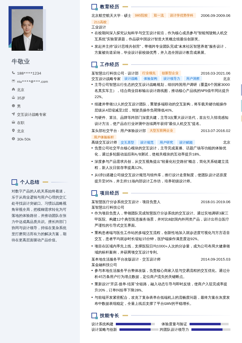 交互设计战略专家简历模板