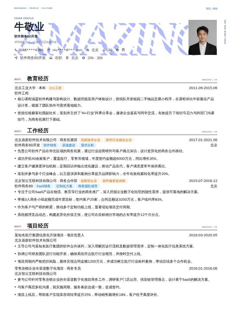 软件商务BD开发简历模板