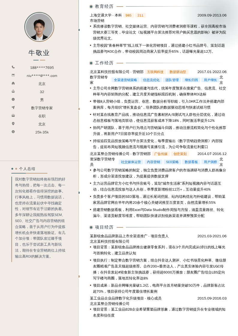 数字营销专家简历模板